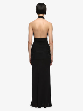 Cassie Drape Maxi Dress - Black