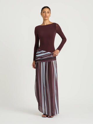 Jana Long Sleeve Maxi Dress - Midnight Stripe