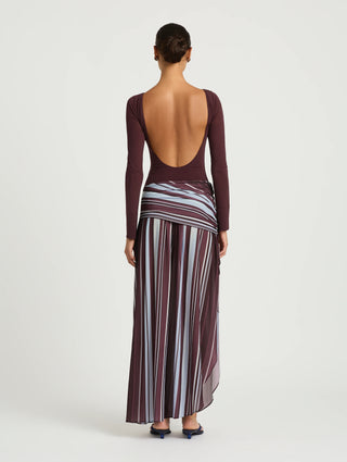 Jana Long Sleeve Maxi Dress - Midnight Stripe