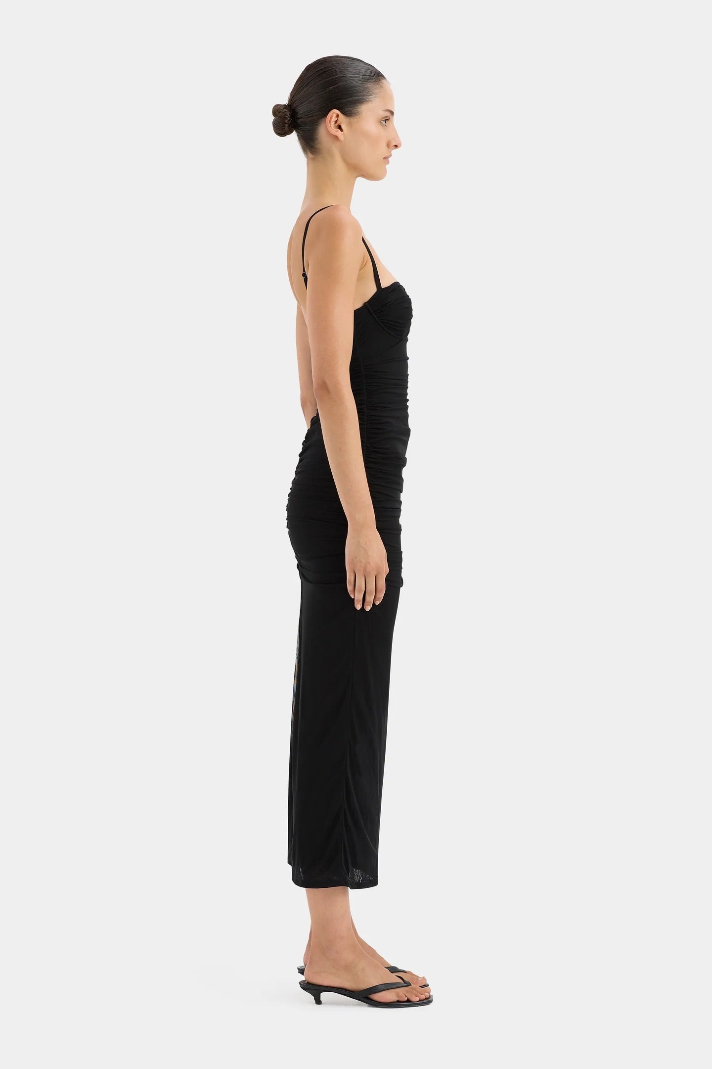 sir jacques gathered midi dress nu onda | SIR | Jacques Gathered midi in Slate