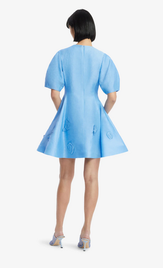 Simona Appliqué Mini Dress- Pastel Blue