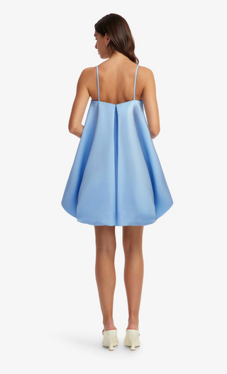 Patsy Appliqué Puff Mini Dress- Pastel Blue