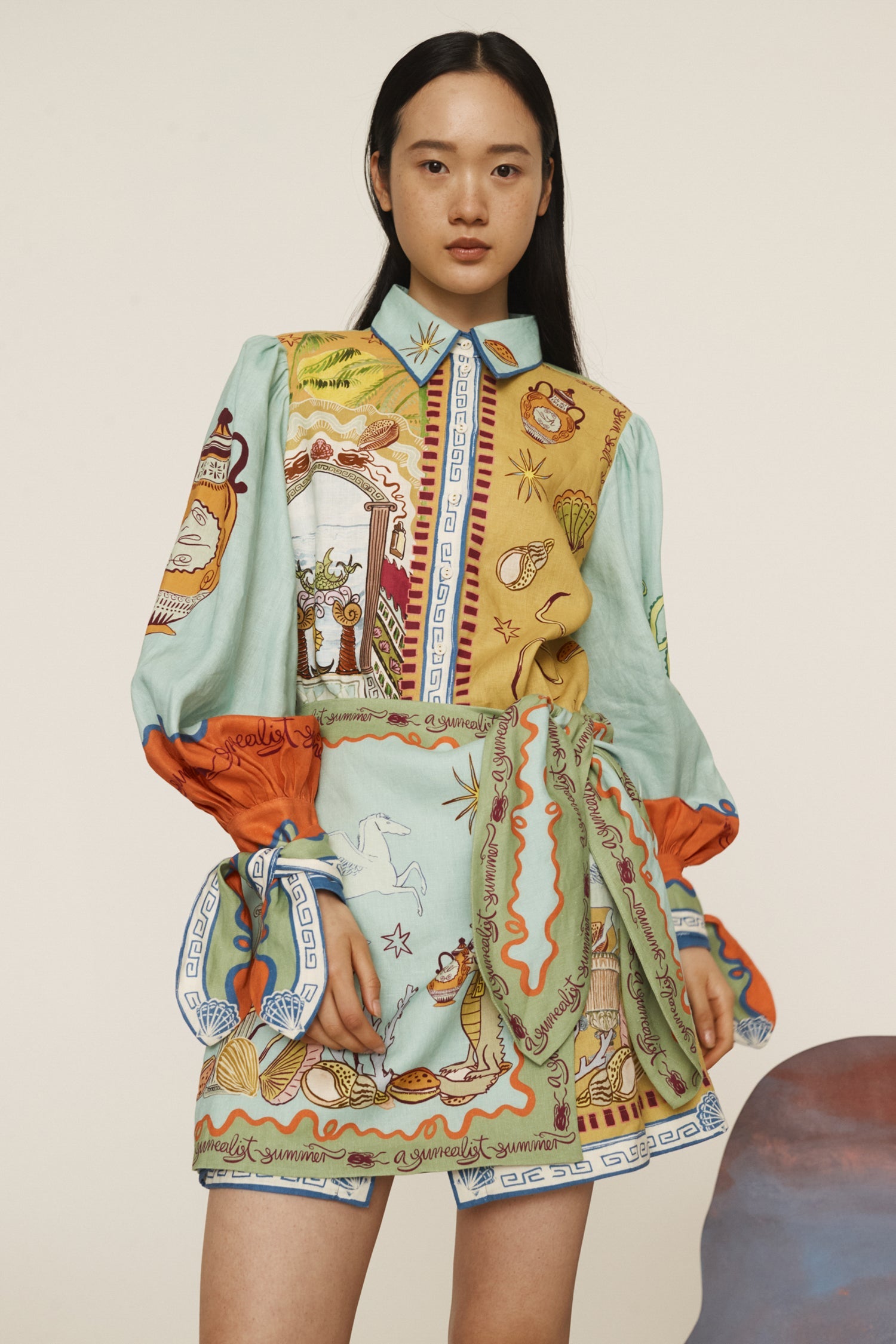 surrealist summer v mini dress Almais Surrealist Summer Mini Dress
