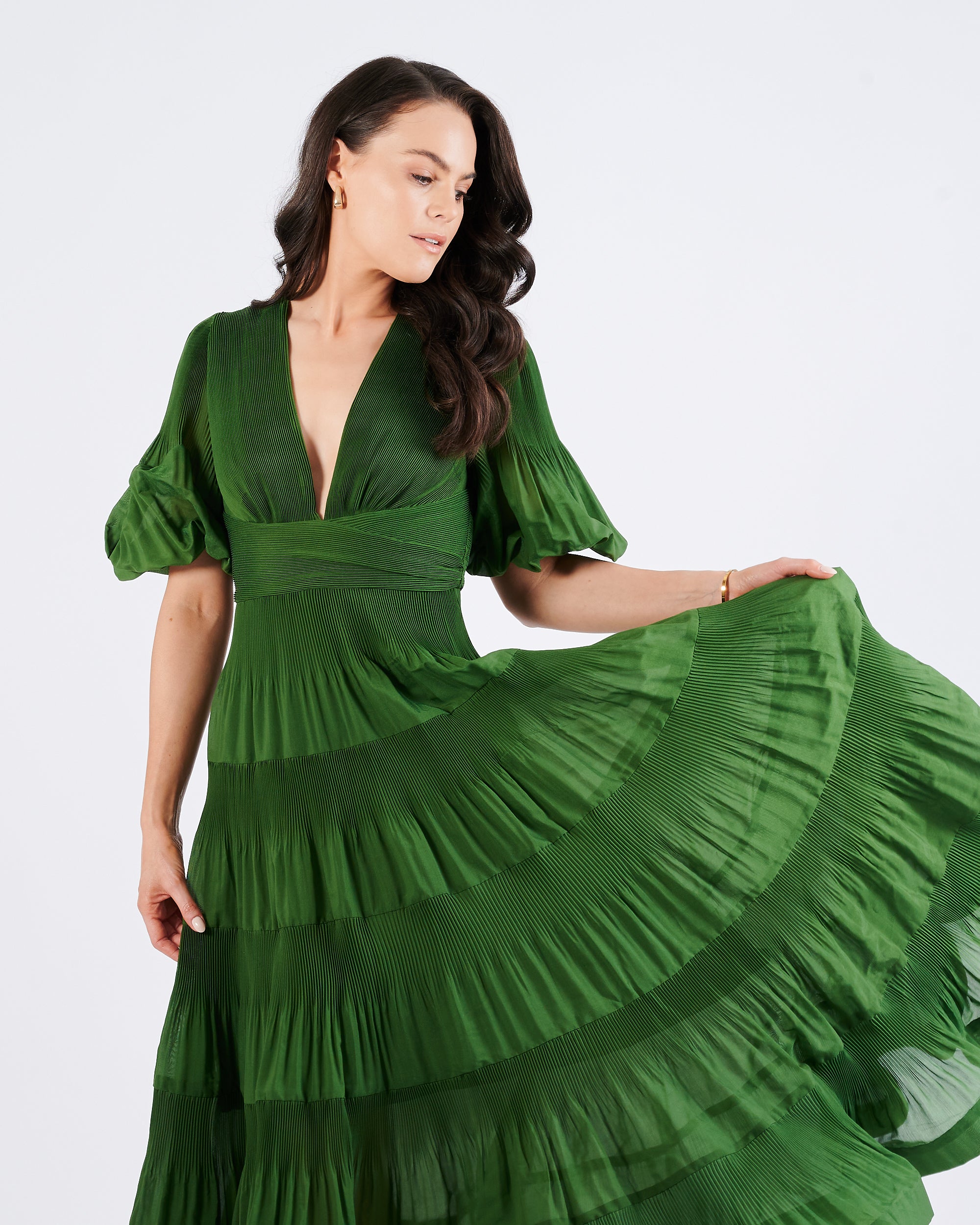 Zimmermann Pleated Midi Dress - Green The Luxe Closet Australia Zimmermann Pleated Midi Dress - Green The Luxe Closet Australia