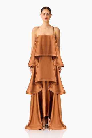 Tilly Tiered Maxi Dress - Toffee Brown
