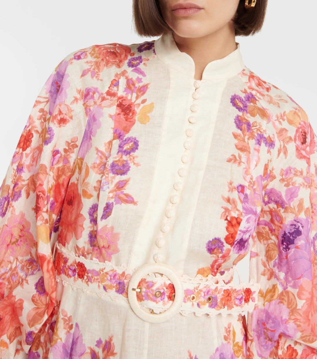 zimmermann raie billow sleeve midi dress Zimmermann Raie Billow Sleeve Midi Dress Red/Purple Floral Size 10