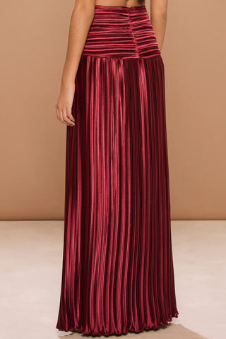 JOELLE PLISSÉ HALTER &SKIRT - Wine